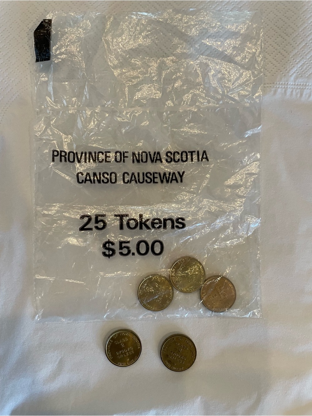 Canso Causeway NS Class 2 Toll Token Lot (5) - 3 Mint Sealed, 2 Circulated